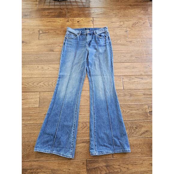 Express Pinktuck Flare Denim Jeans Women’s Size 6R Retro Boho - Picture 1 of 10